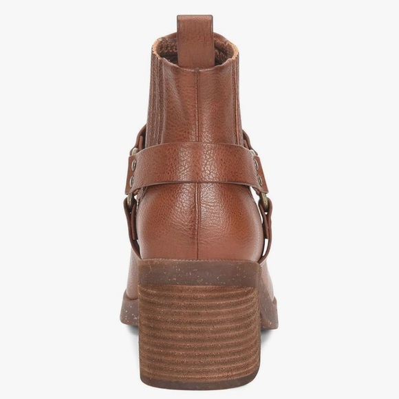 Brown B.O.C Lowri slip on chunky square toe campus moto Chelsea booties buckle - Picture 11 of 11